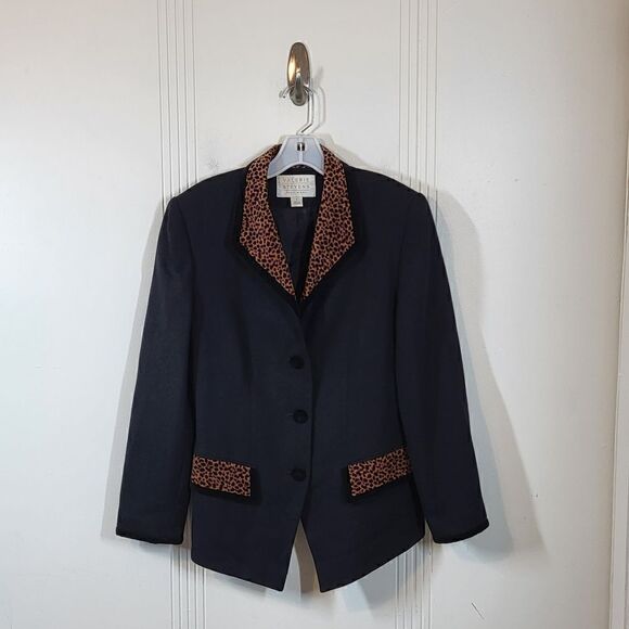 Vintage Valerie Steven's Pure Wool Black Jacket - Picture 1 of 7
